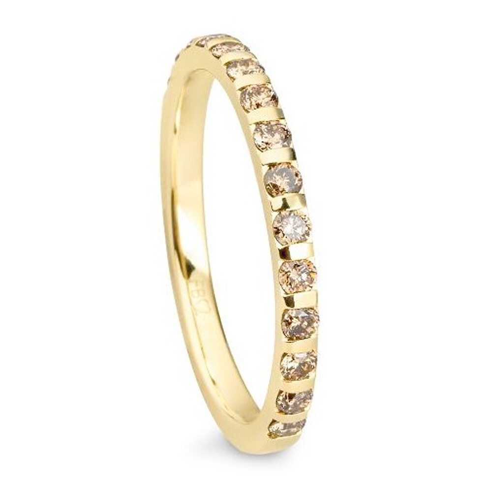 Memoire Ring BR201-3 Gelbgold mit braunen Diamanten