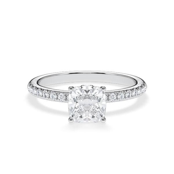 Verlobungsring Veiled Halo Cushion Weißgold RU-1889