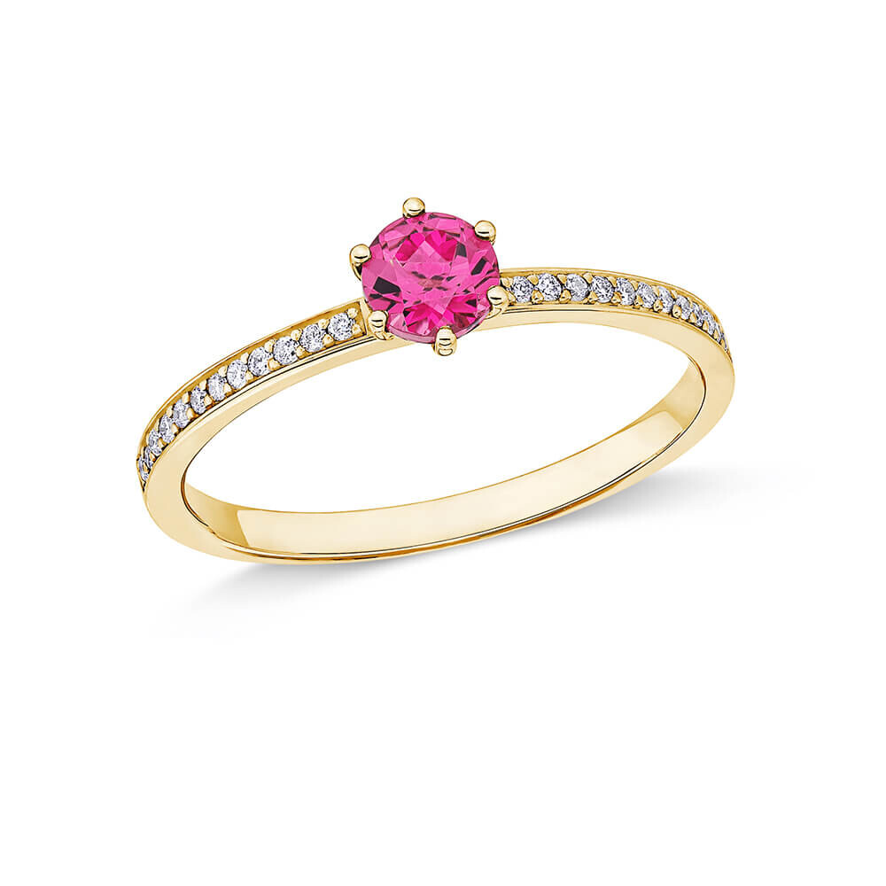 Ring Principessa Gelbgold Turmalin Rosa Brillant EH006239