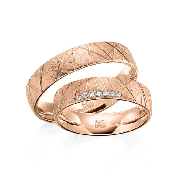 Trauringe Memoire Rotgold kristallmatt RU-1607