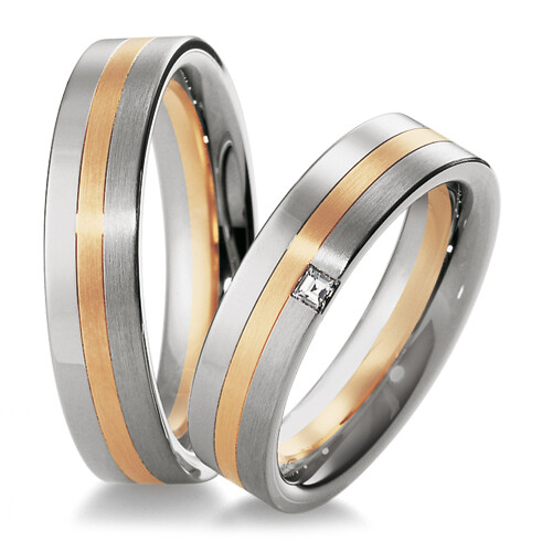 Trauringe Weißgold & Rotgold 48/04005 & 48/04006