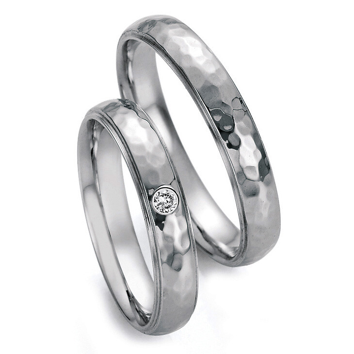 Eheringe Edelstahl Brillant Hammerschlag CR 88/22090 & 88/22100