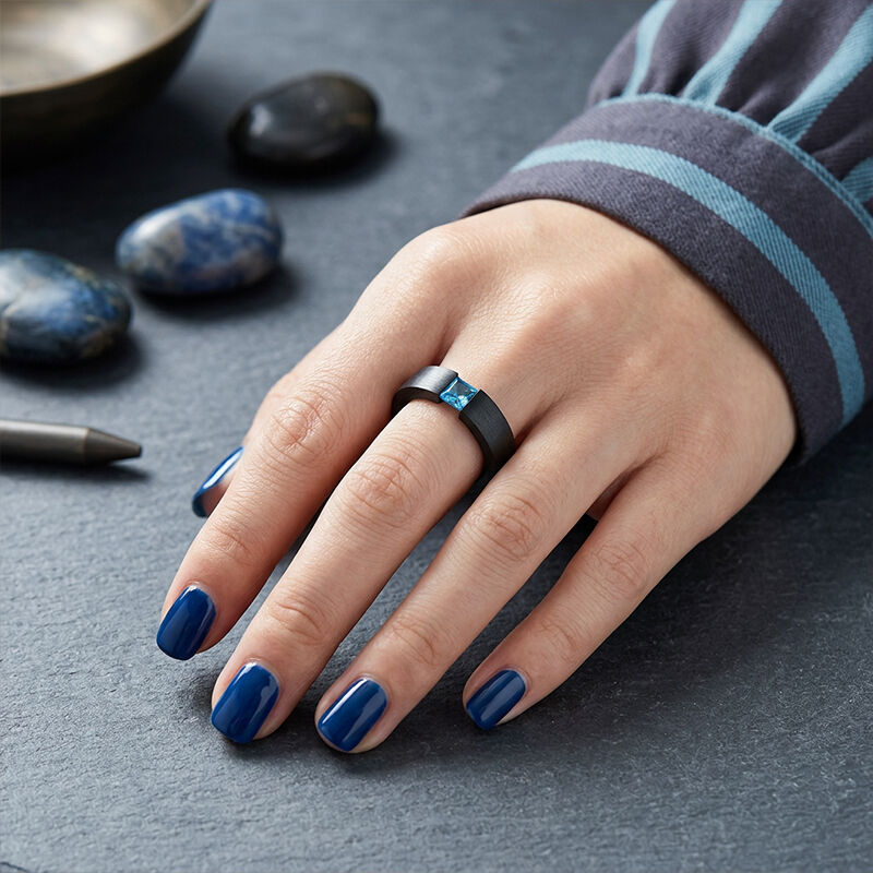 Carbonring mit blauem Topas TF59329