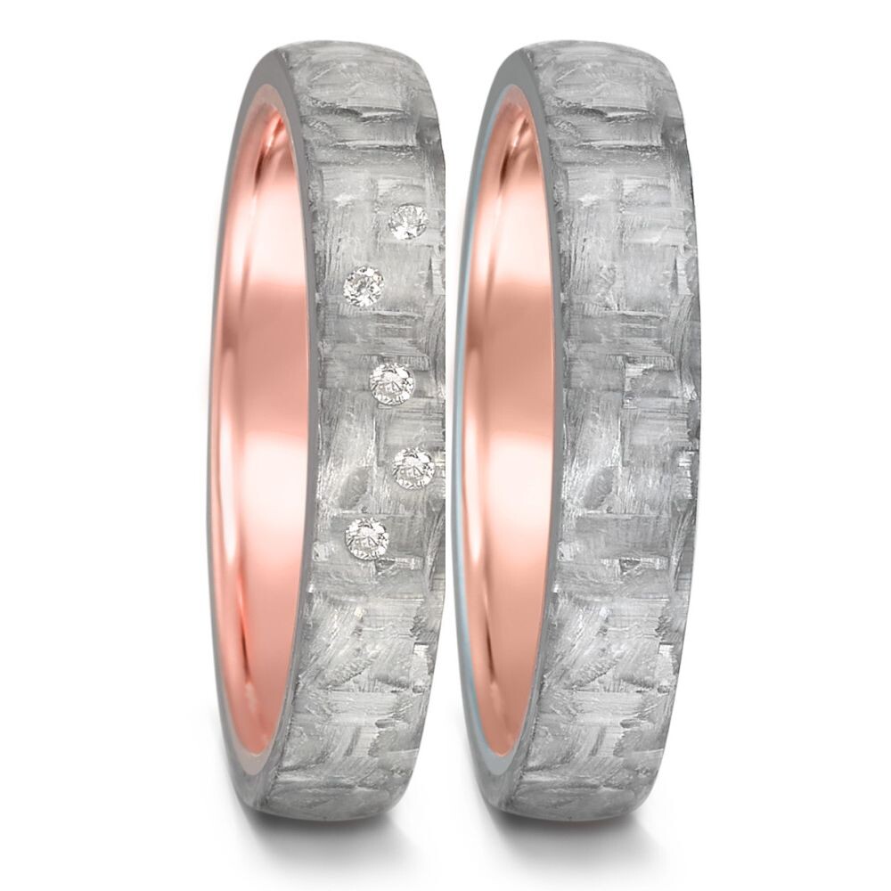 Trauringe aus Carbon in grau & Rotgold 585 - TRS52TF563