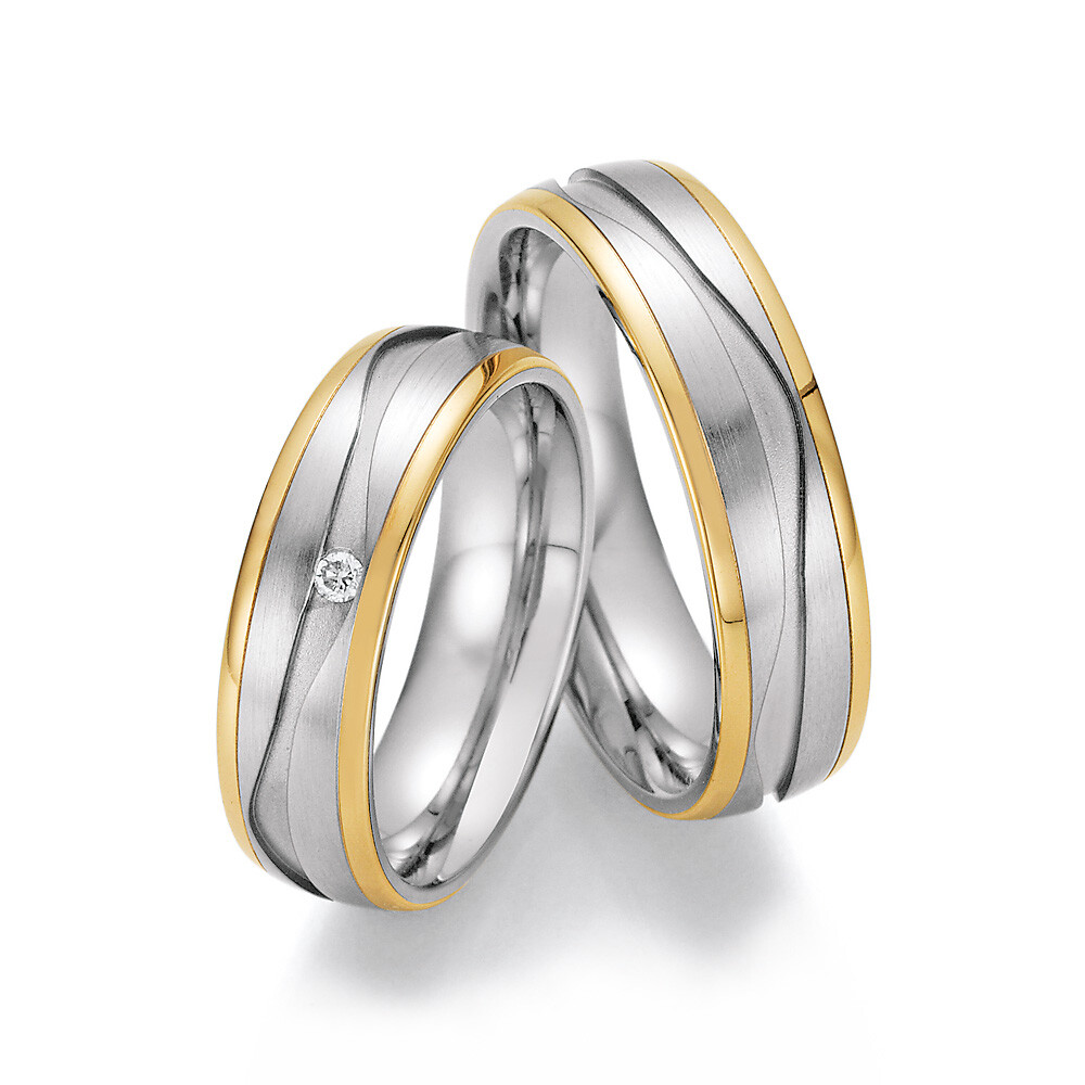 Trauringe Edelstahl & Gelbgold 585