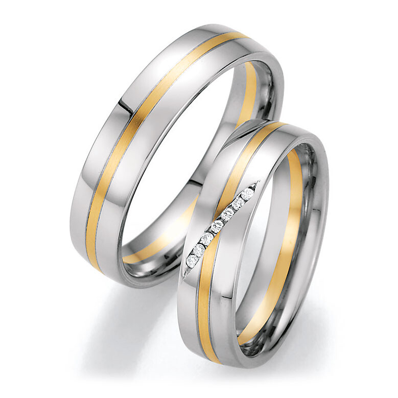 Trauringe Weißgold Gelbgold Brillant CR 66/40030 & 66/40040