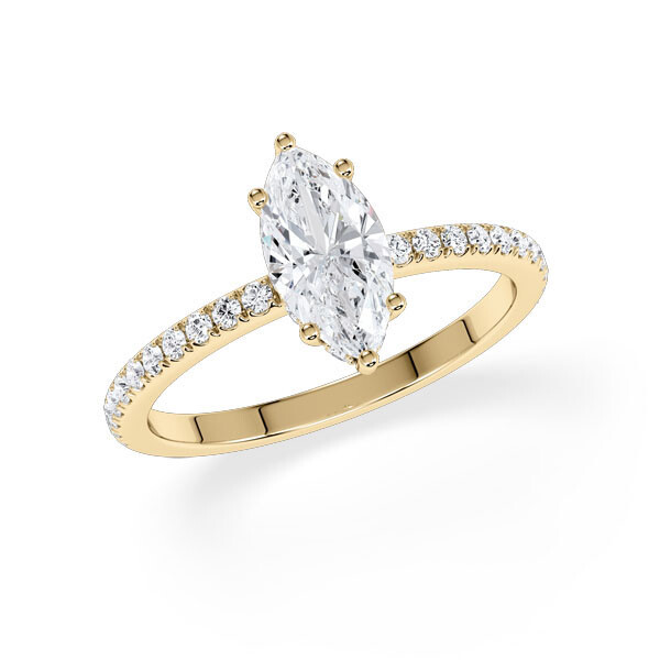Ring Classic Hidden Halo Marquise Diamant Gelbgold Rubin 1901