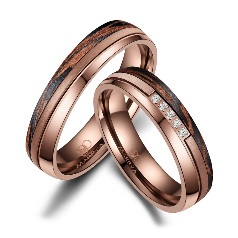 Partnerringe Edelstahl Carbon Bronce Design CB-01