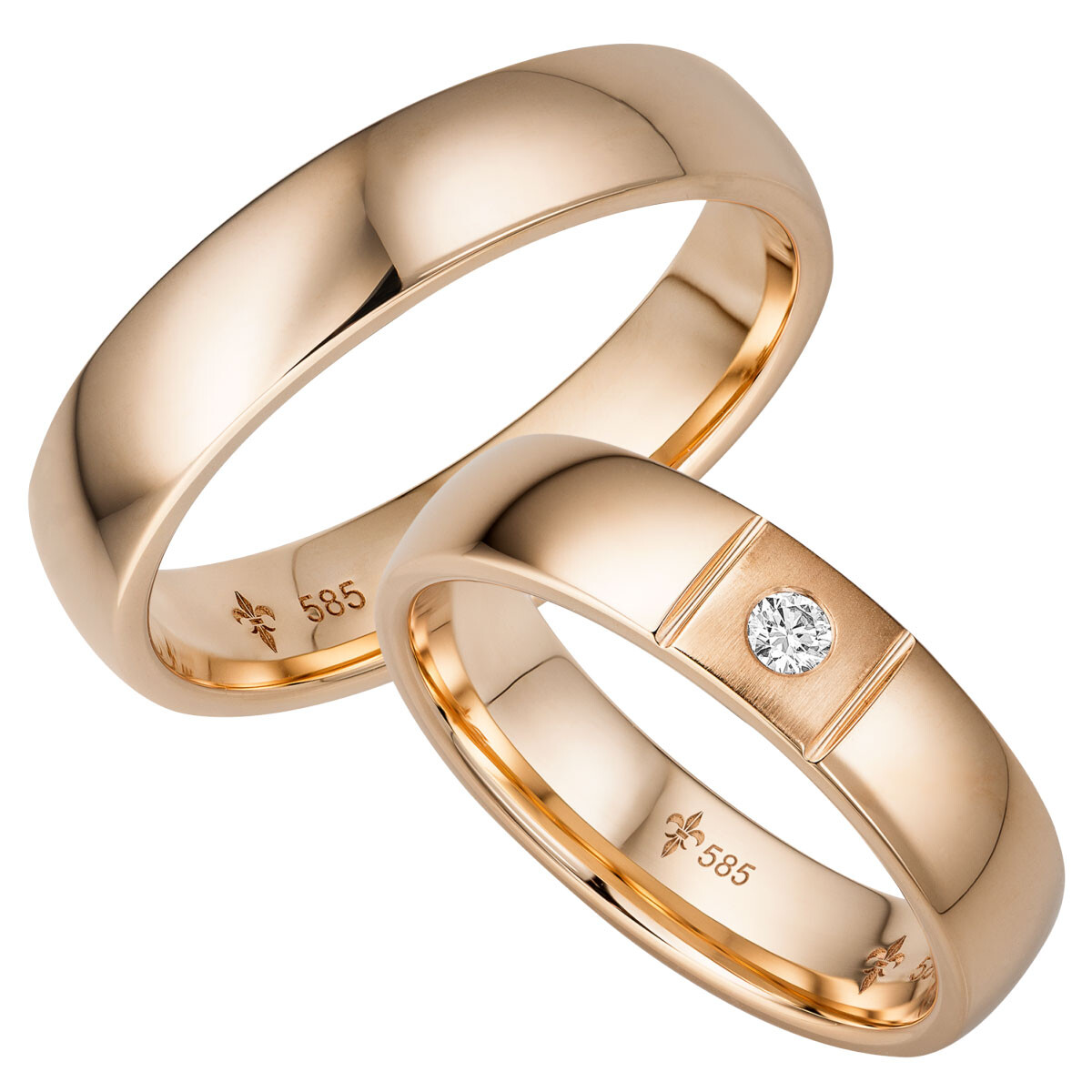 Trauringe Francine Roségold TR-0-00040 & TR-1-00040