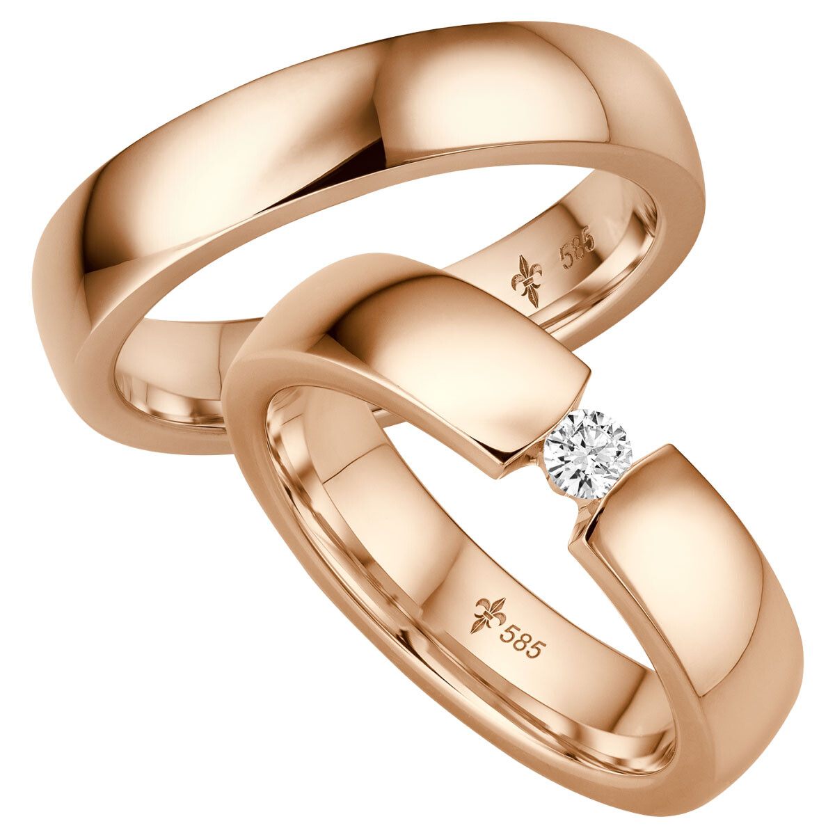 Trauringe TR-0-00029 & TR-1-00029 Fleur Rotgold