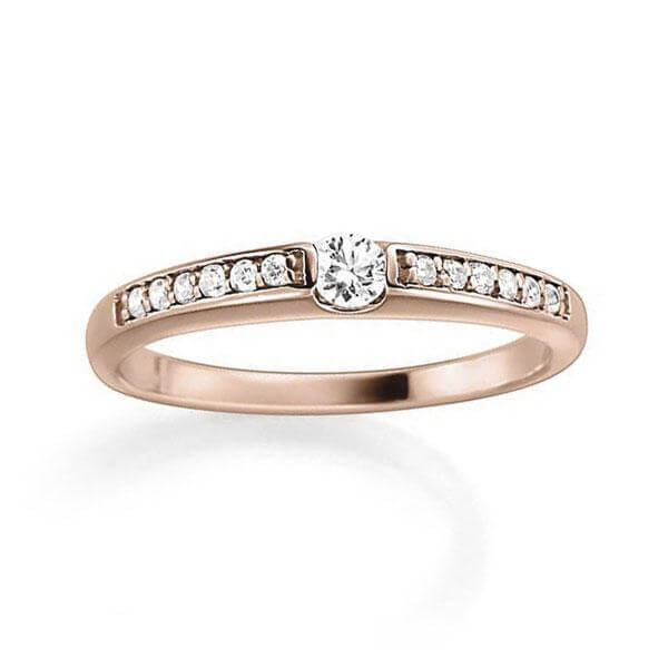 Diamantring mit seitlichem Steinbesatz Rotgold RU-1273