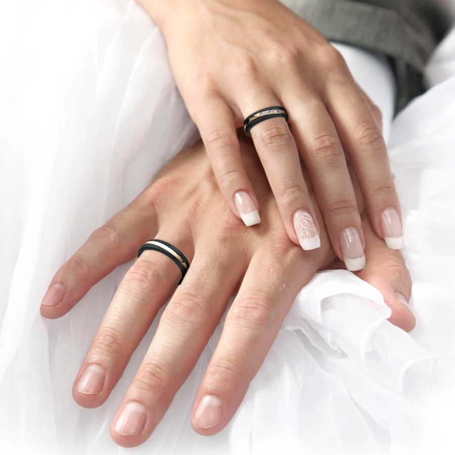 Trauringe 14/20010 & 14/20020 Zirconium & Rotgold 585