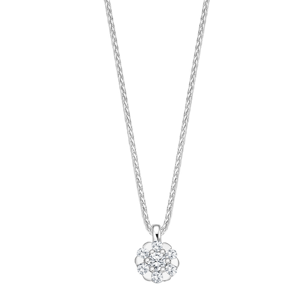 Halskette Flower mit Anhänger Weißgold 333 Brillant 0.100 ct.