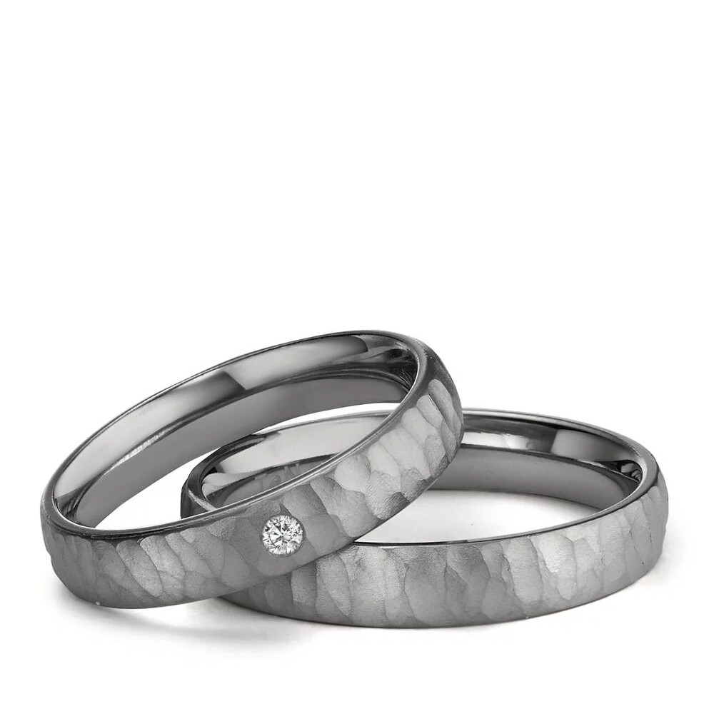 Trauringe aus Tantal gehämmert Brillant TNO597533-4
