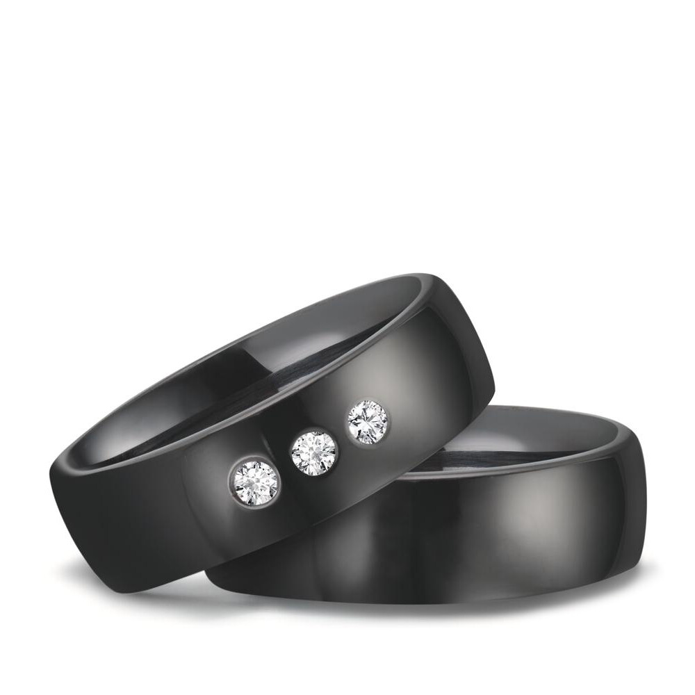 Eheringe aus Zirconium poliert Brillant 0,090 ct.