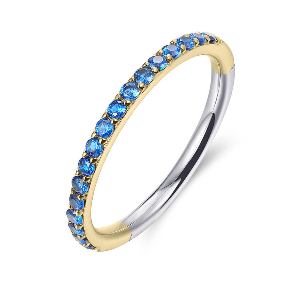 Stapelring Silber 925 Gold Zirkonia Blau R066YB