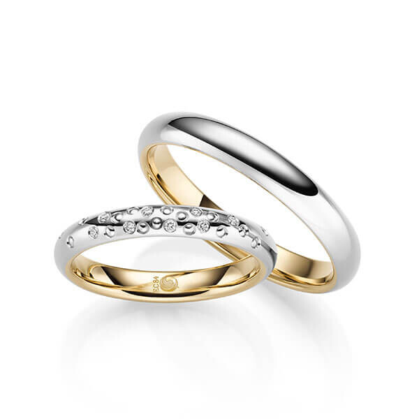 Trauringe Palladium Gelbgold mit Perlen RU-1711