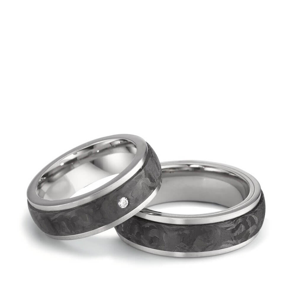 Trauringe Titan & Carbon Brillant 0,030 ct.
