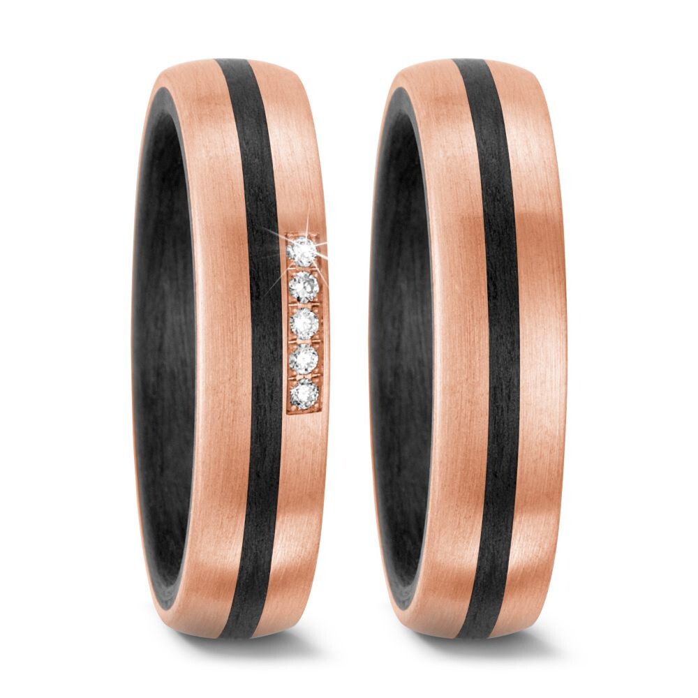 Trauringe Partnerringe Carbon Roségold Brillant TF 59320