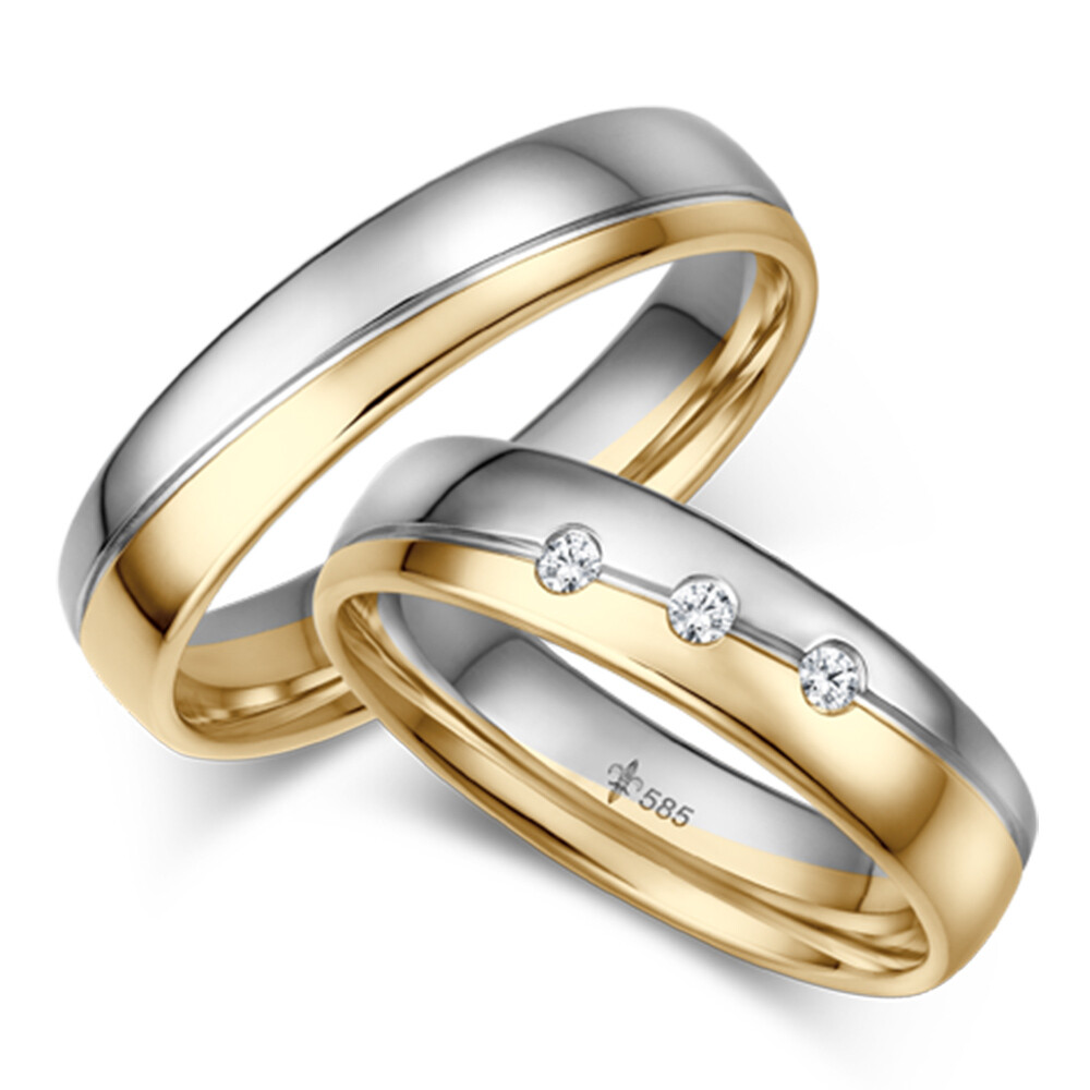 Trauringe Vanessa Weißgold & Gelbgold Brillant TR-0/TR-1-00069