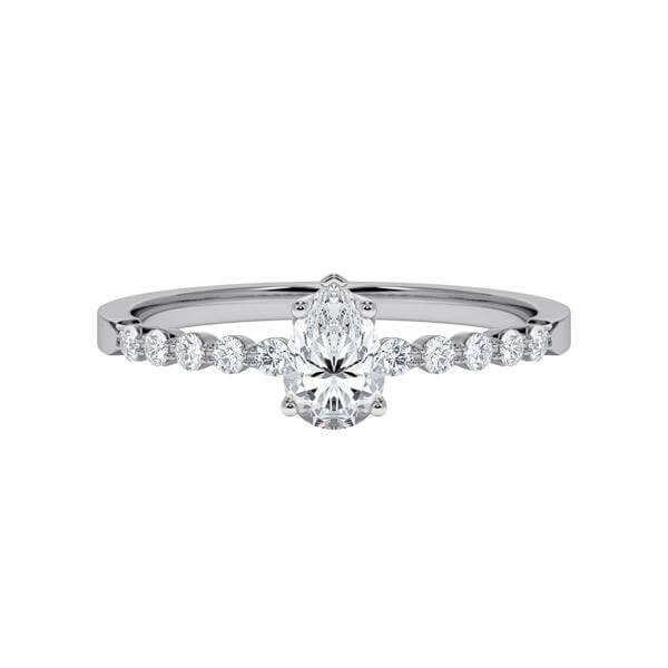 Diamantring Graugold 750 & Weißgold 750 Tropfen-Diamant zus. 0,550ct RU-1786