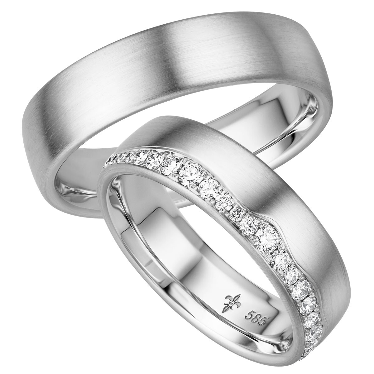 Trauringe Valérie Weißgold TR-0-00035 & TR-1-00035