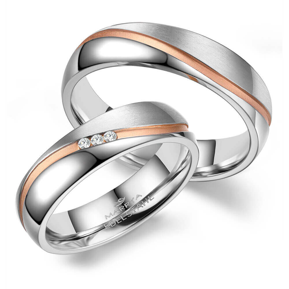 Trauringe Partnerringe Edelstahl Roségold Marrya ES-11