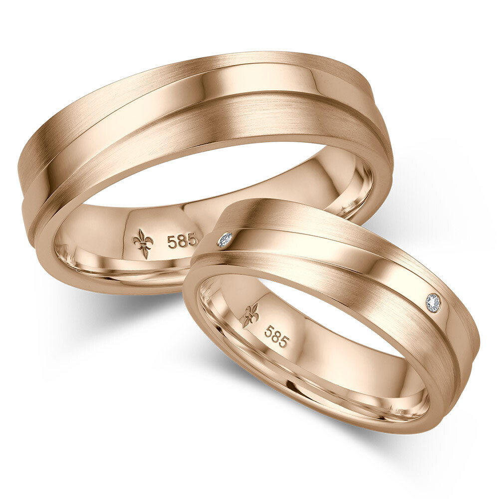 Trauringe Justine Roségold TR-0-00027 & TR-1-00027