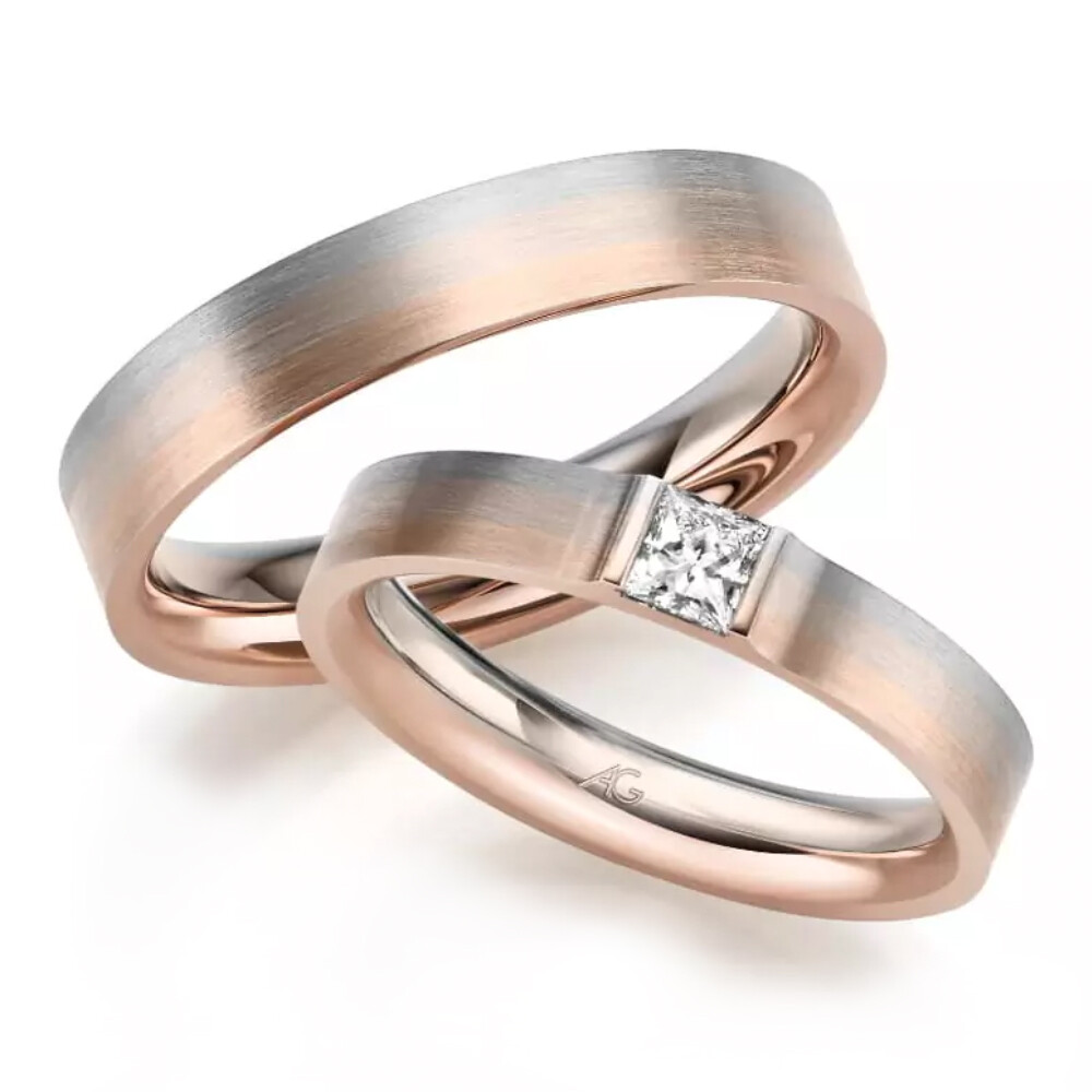 Trauringe Bicolor Mondlicht Princess 0,250 ct.