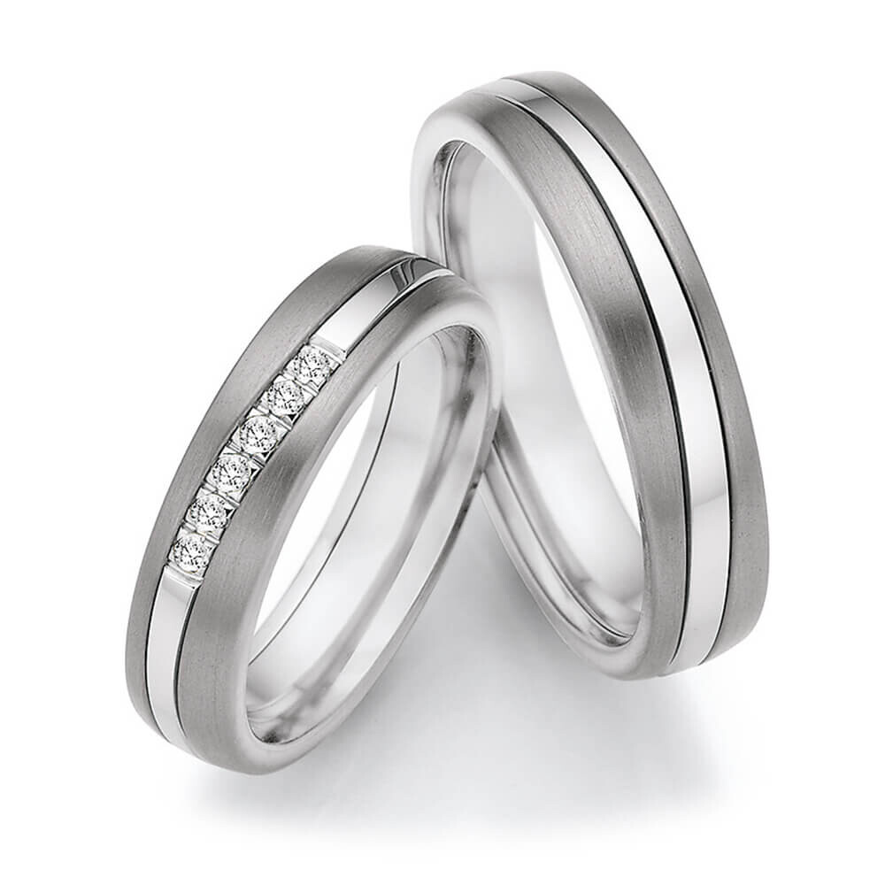 Trauringe Surfing Colors Titan & Weißgold 585 Brillant 0,100 ct.