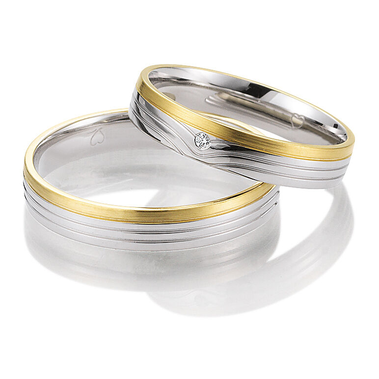 Trauringe Weißgold & Gelbgold Smartline Brillant 0.010 ct.