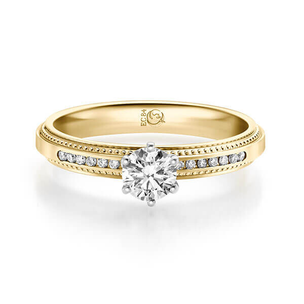 Diamantring Gelbgold 750 zus. 0,470 ct, Lab-Grown & tw,si Brillant RU-1715-8