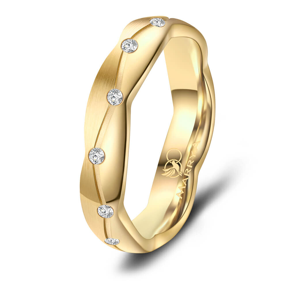 Damenring Titan Gelbgold plattiert Zirkonia TI28