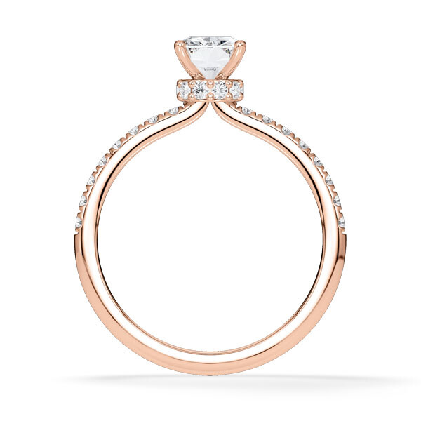 Diamantring Veiled Halo Radiant Rotgold Rubin 1896