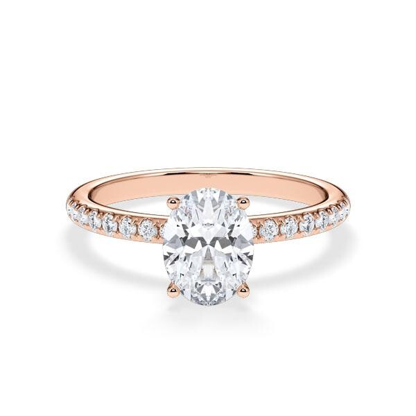 Diamantring Veiled Halo Lab-Grown Oval Rotgold Rubin RU-1893