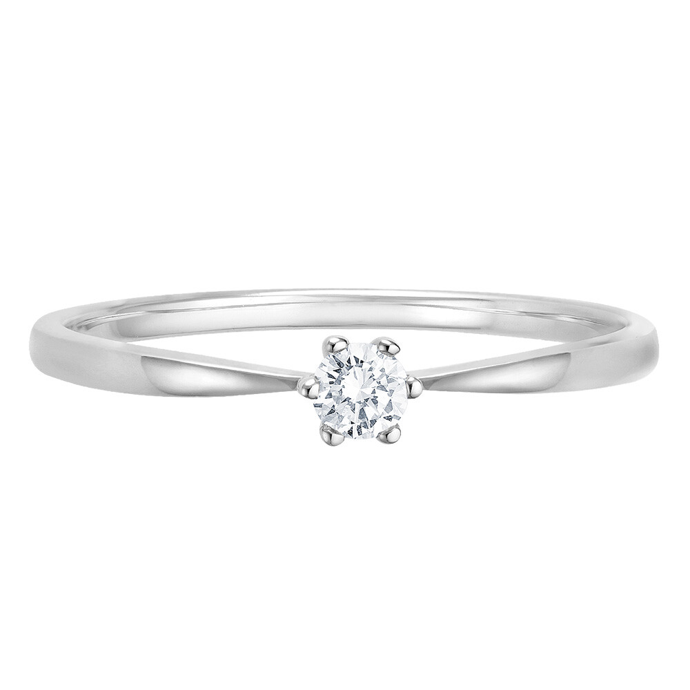 Solitaire Ring Weißgold Brillant 0.090 ct. w/si, liegend