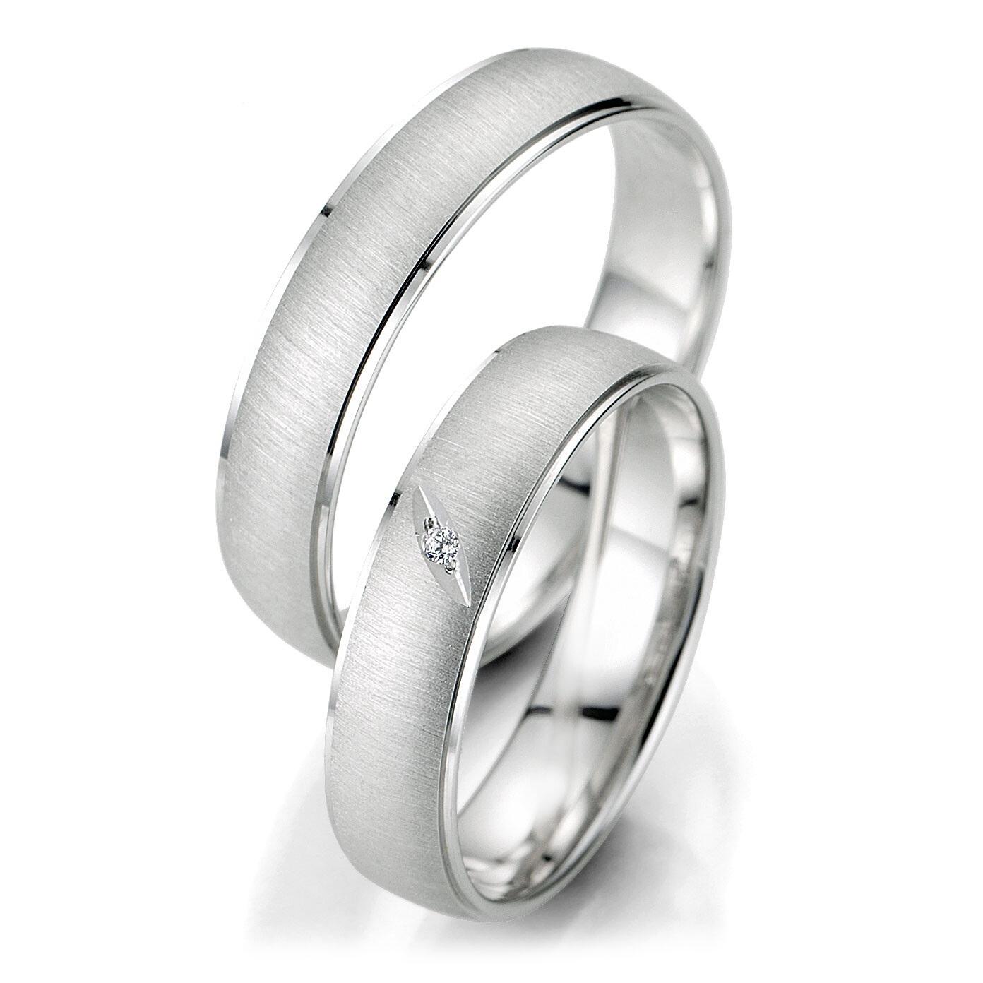 Trauringe 48/07025 & 48/07026 Weißgold