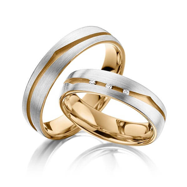 Trauringe Bicolor matt Brillant Graugold Roségold RU-1144
