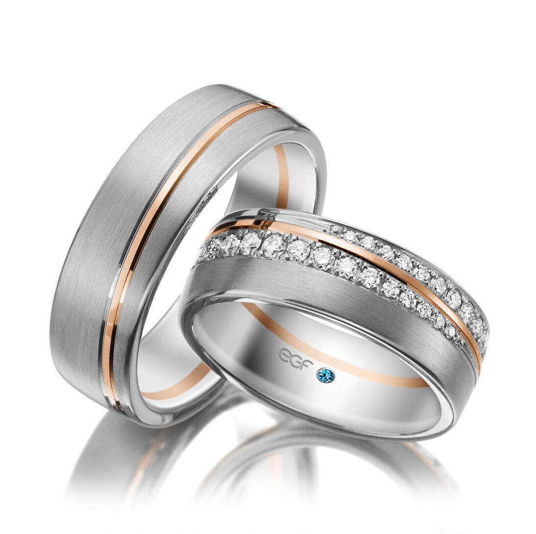 Trauringe Weißgold & Rotgold Brillant F-1155-1