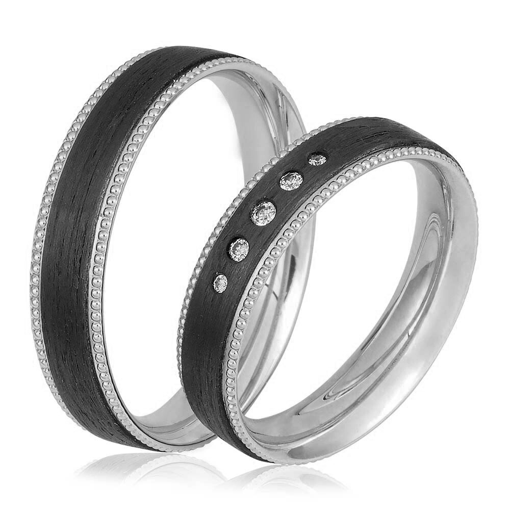 Trauringe Carbon & Weißgold 48/06517 & 48/06518