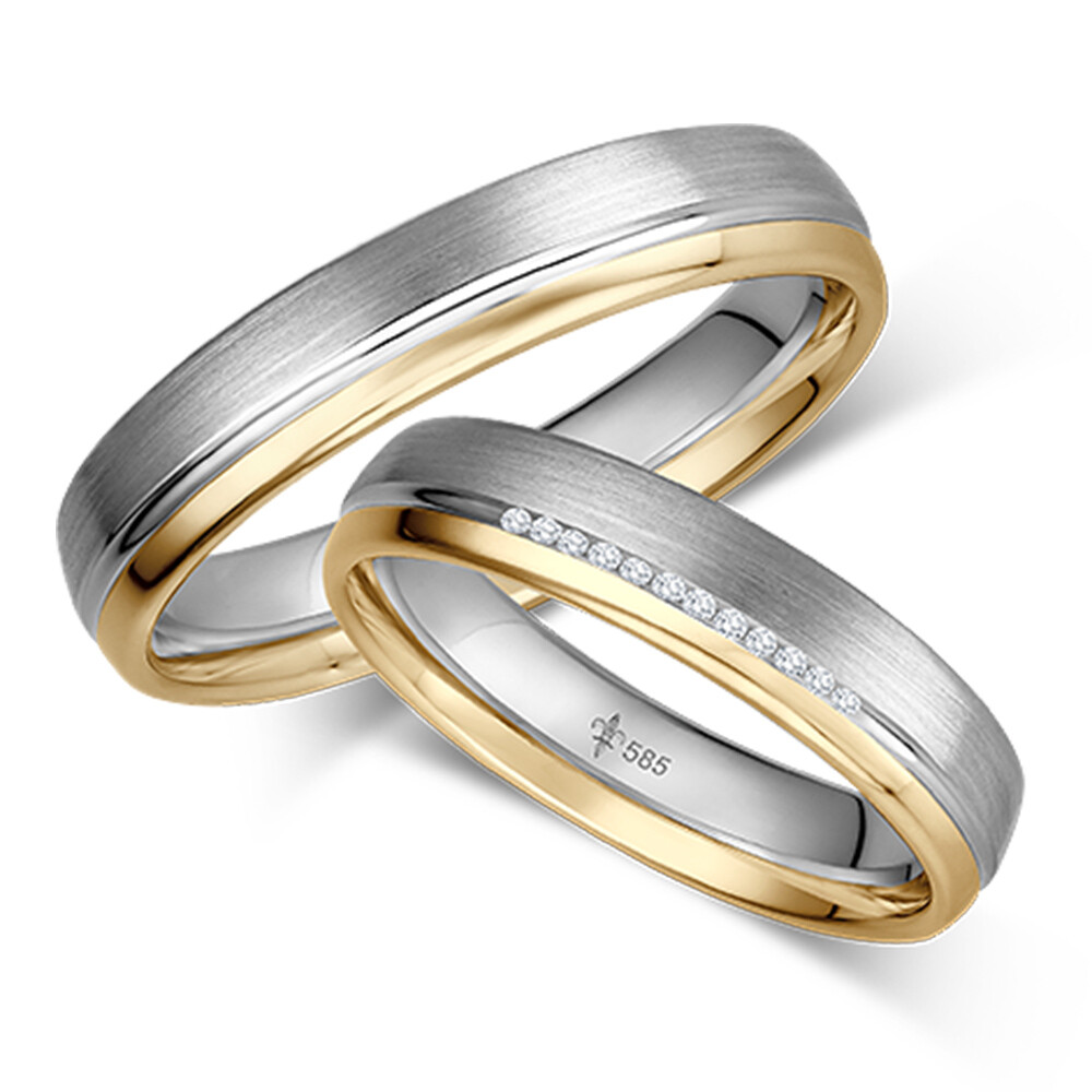 Trauringe Florence Weißgold & Gelbgold Brillant TR-0/TR-1-00080