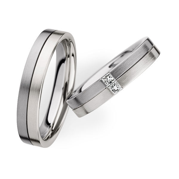 Trauringe Platin & Weißgold Princess 0.090 ct.