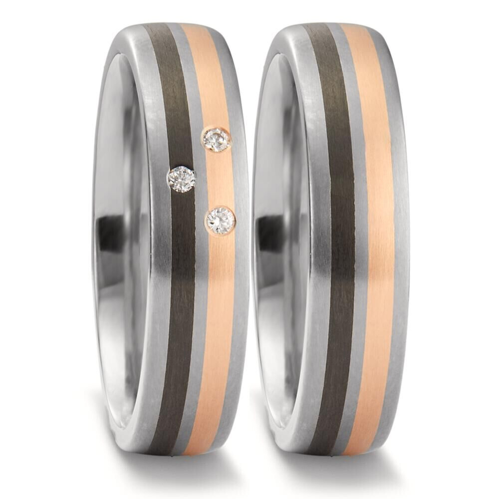Trauringe Titan, Carbon Rotgold 750 Brillant 52698