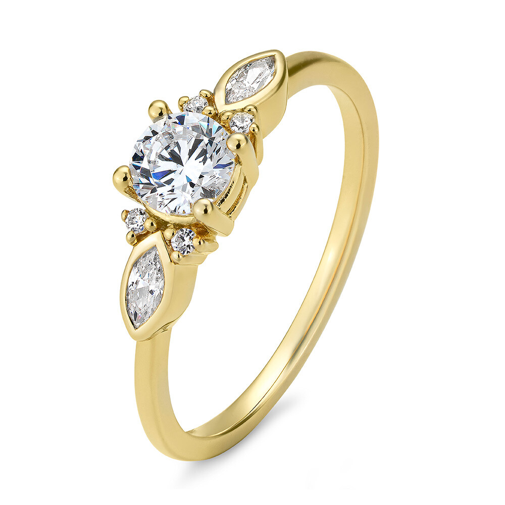 Verlobungsring Navette Gelbgold Lab-Grown BR4106456