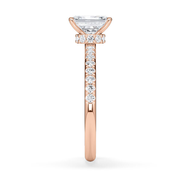 Diamantring Veiled Halo Radiant Rotgold Rubin 1896