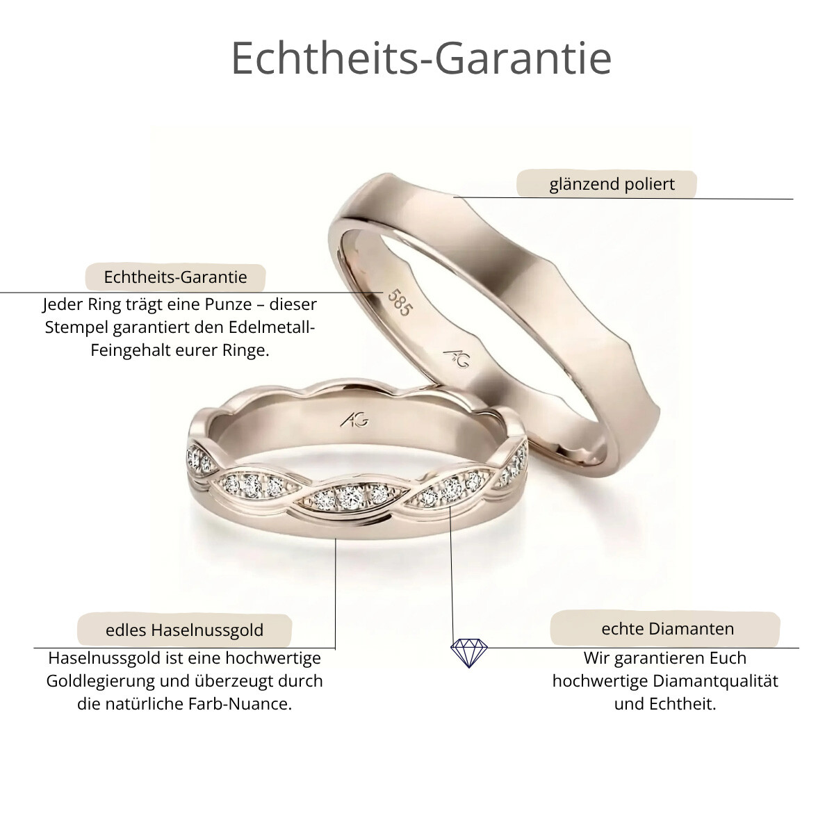 Trauringe Haselnussgold Brillant AG31571