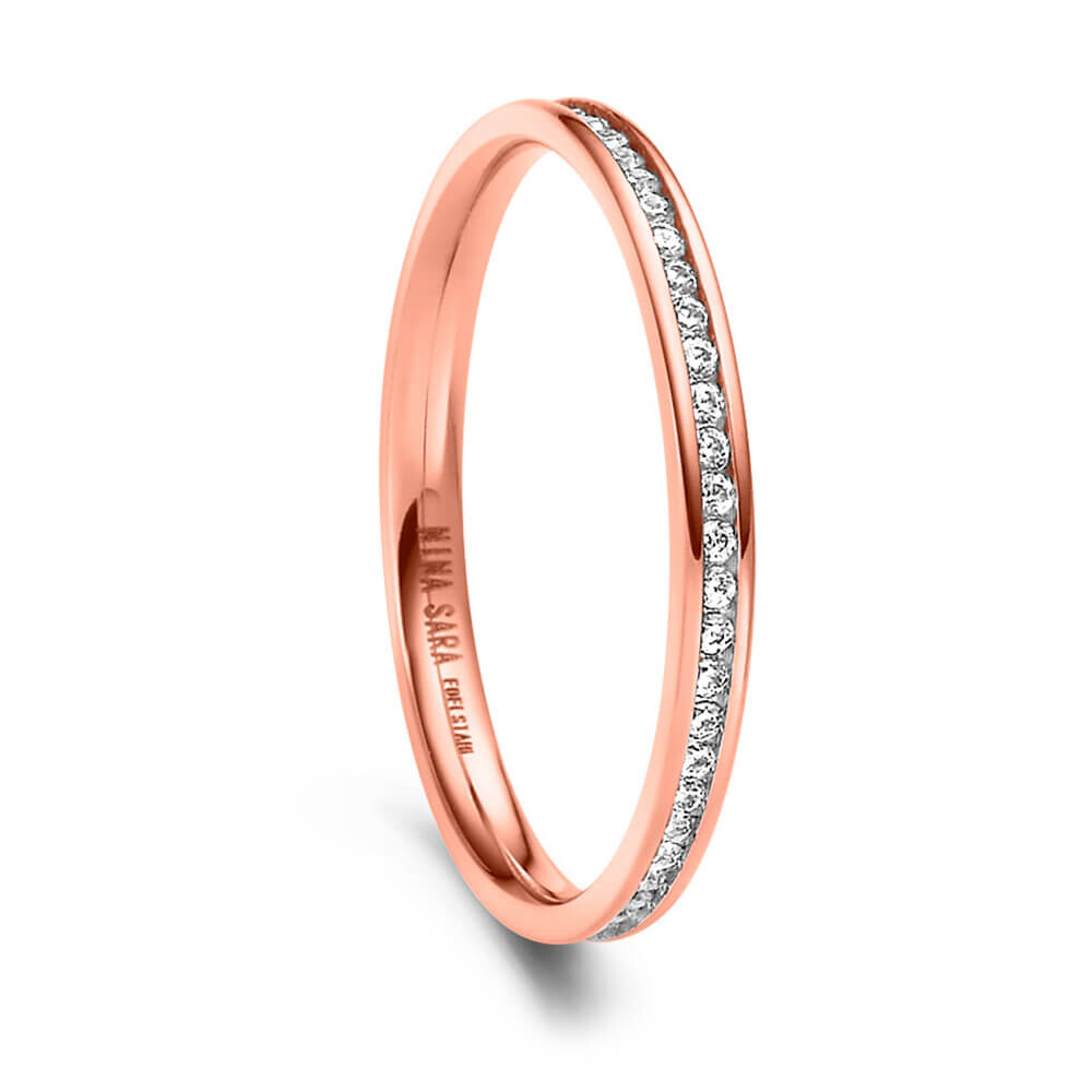 Edelstahlring Set Rosé mit Beisteckring Zirkonia NSE13