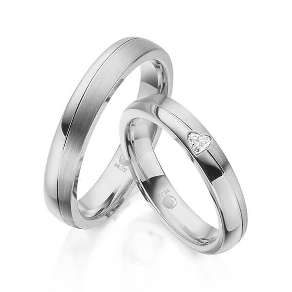 Trauringe Herz-Diamant Platin RU-1609