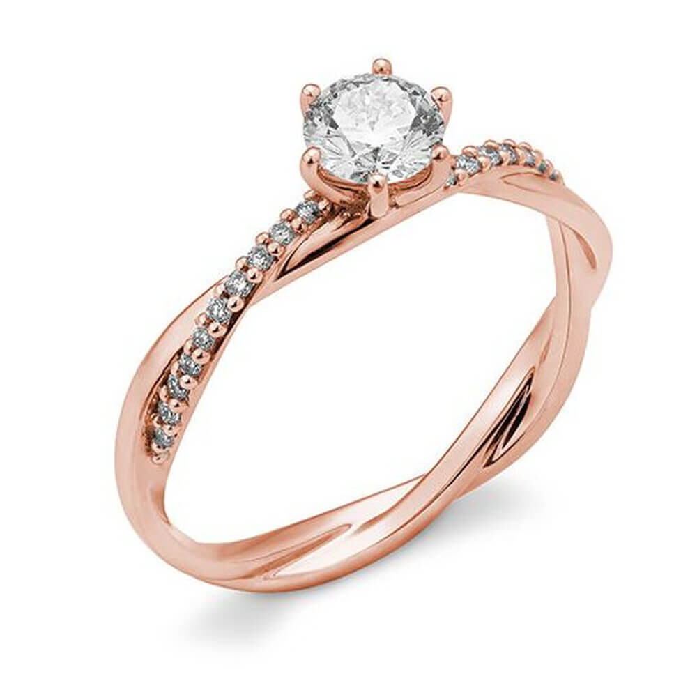 Verlobungsring gedreht Rotgold Lab-Grown Diamanten