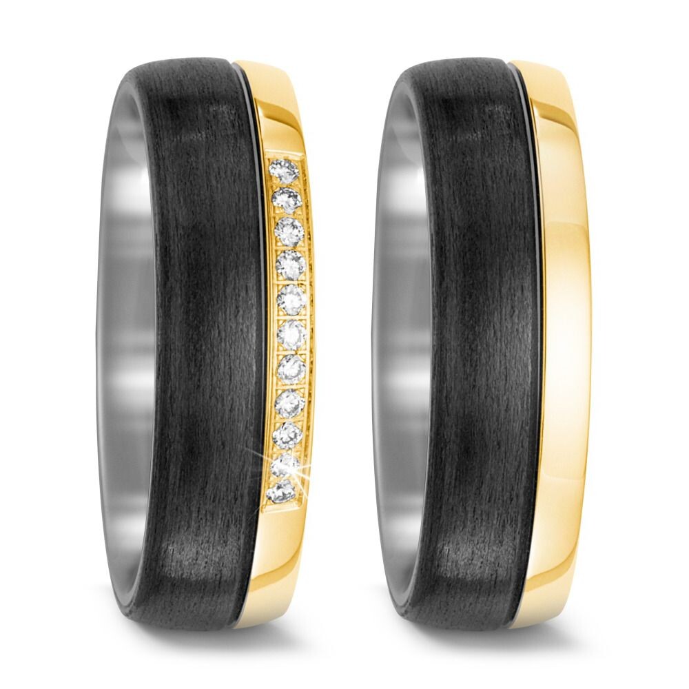 Trauringe Titan Carbon Gelbgold 750 Brillant TF 52473